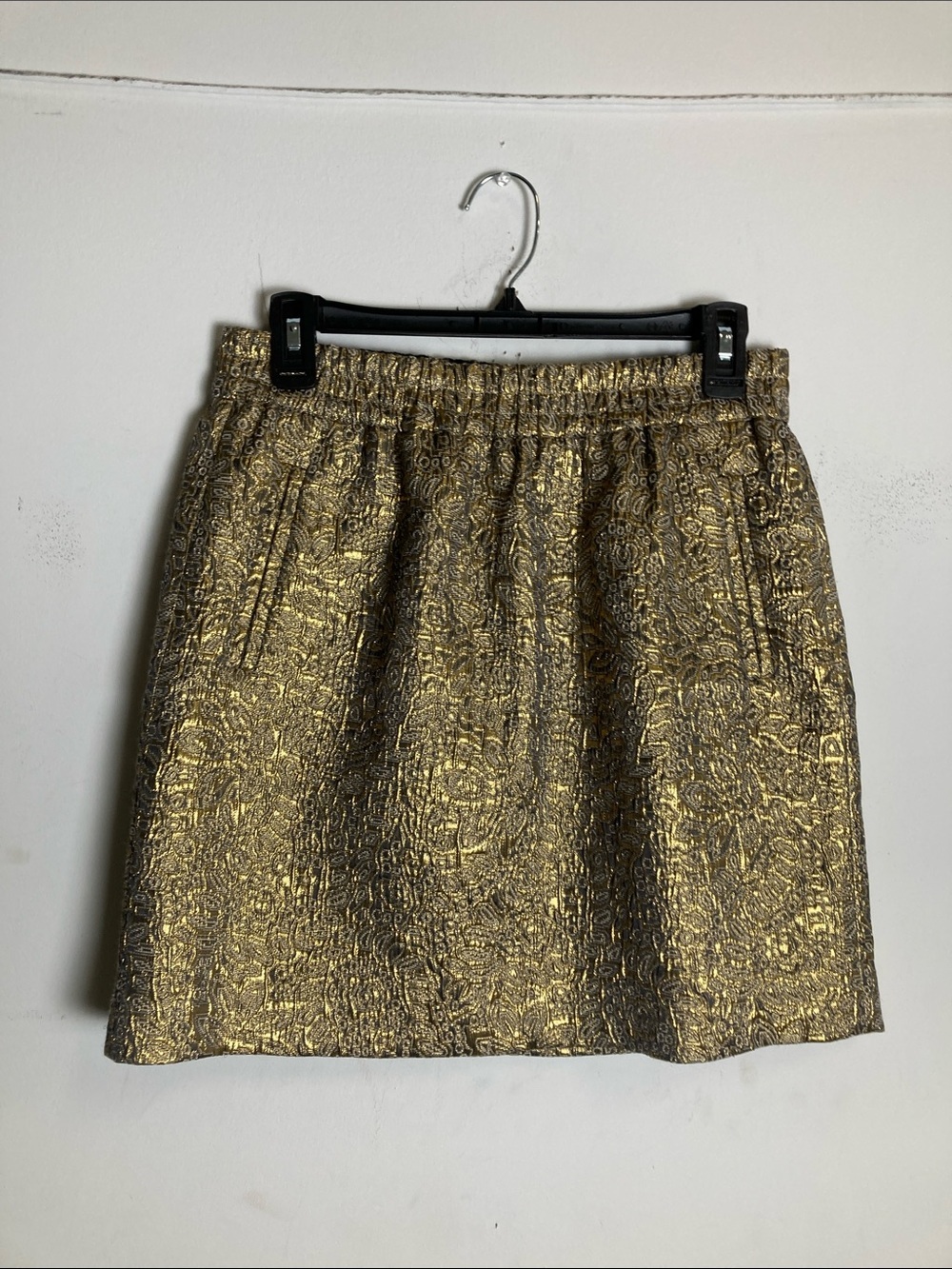 LOFT Metallic Gold Textured Mini Skirt